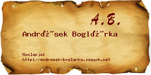Andrásek Boglárka névjegykártya