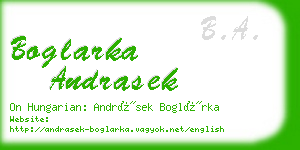 boglarka andrasek business card